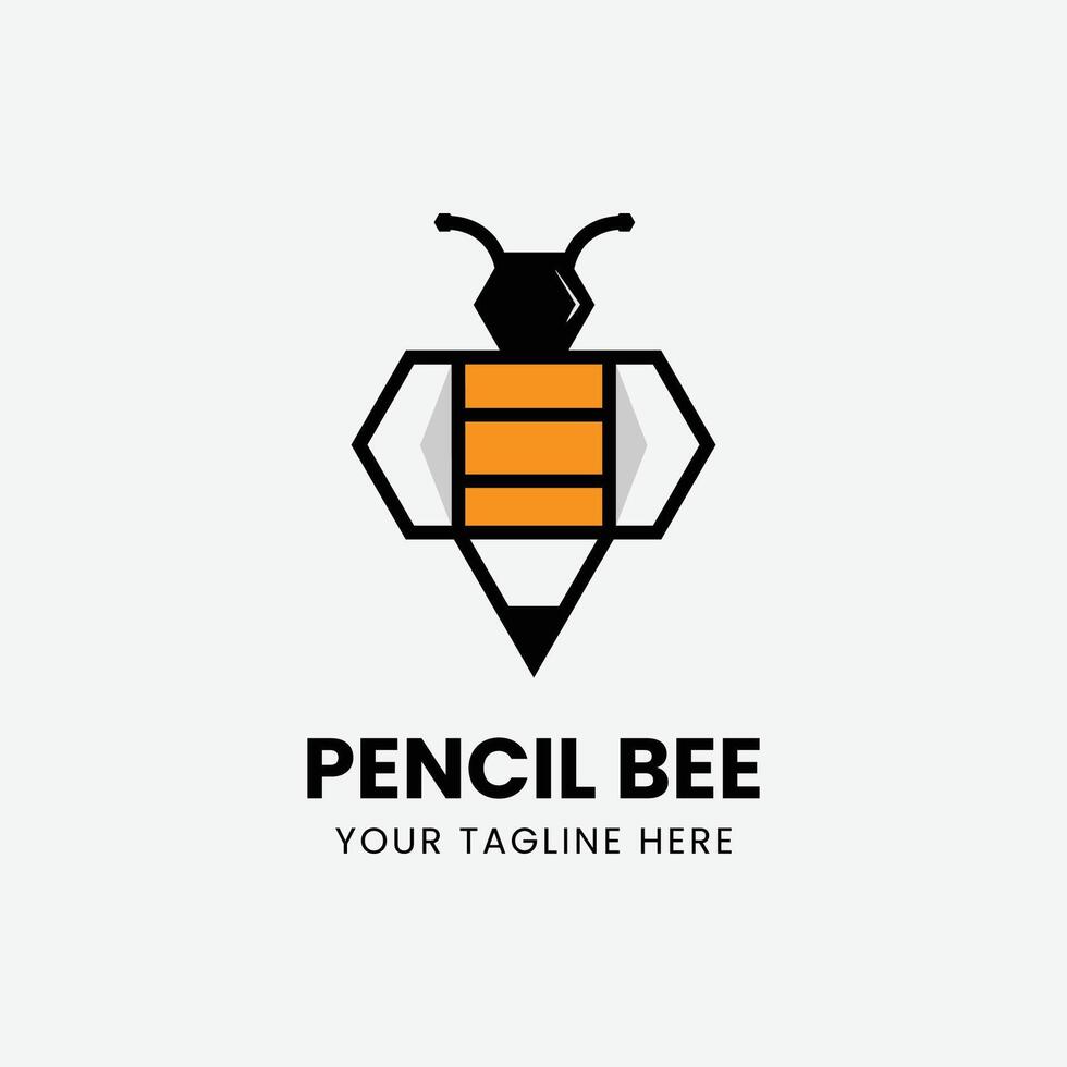 lápiz abeja logo diseño modelo vector