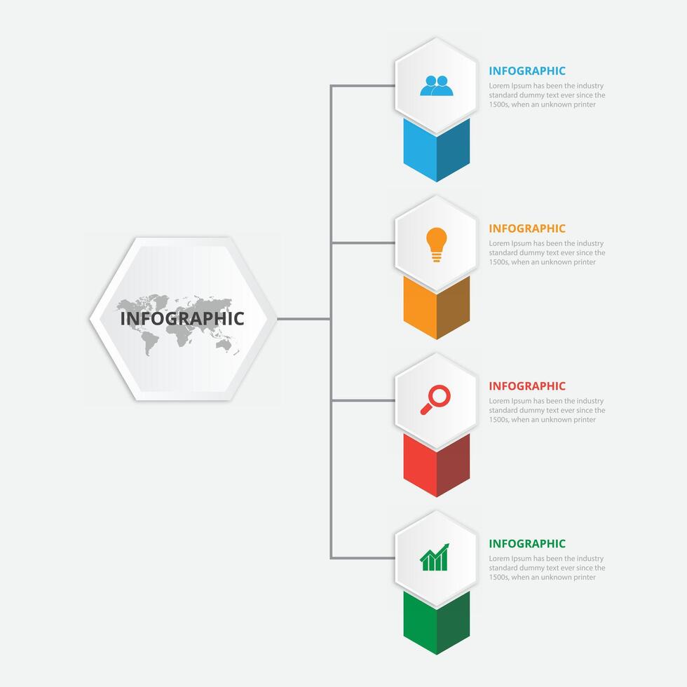 negocio infografía modelo con 4 4 paso vector