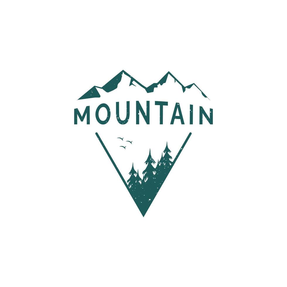 Vintage Mountain adventure logo design template vector