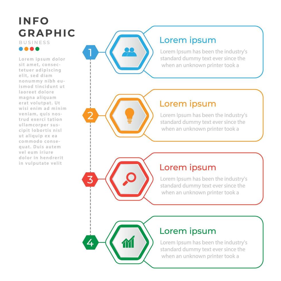 negocio infografía modelo con 4 4 paso vector