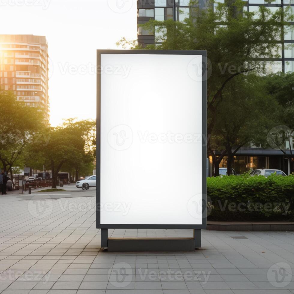 AI generated Blank mupi billboard in the city photo