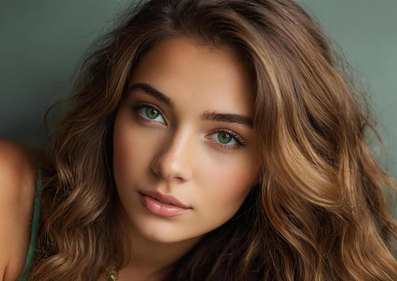 AI generated 22 years old lady, light brown hair with green eyes, Latina photo