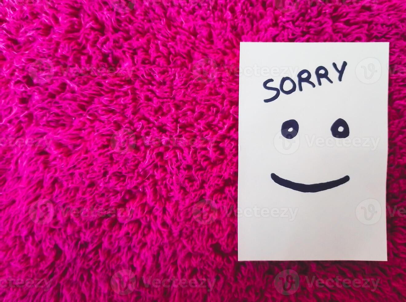 Sorry on sticky Note on fur texture background - Sorry Tag - Sorry Background photo