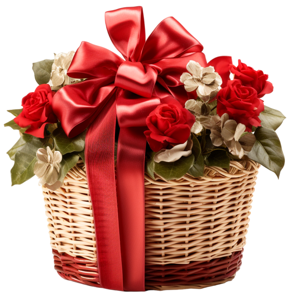 AI generated Festive christmas and new year gift basket png