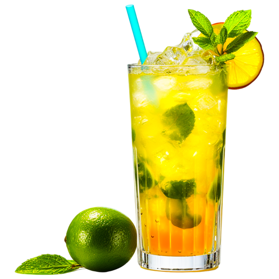 ai generato cocktail contorno Mojito lime mare png