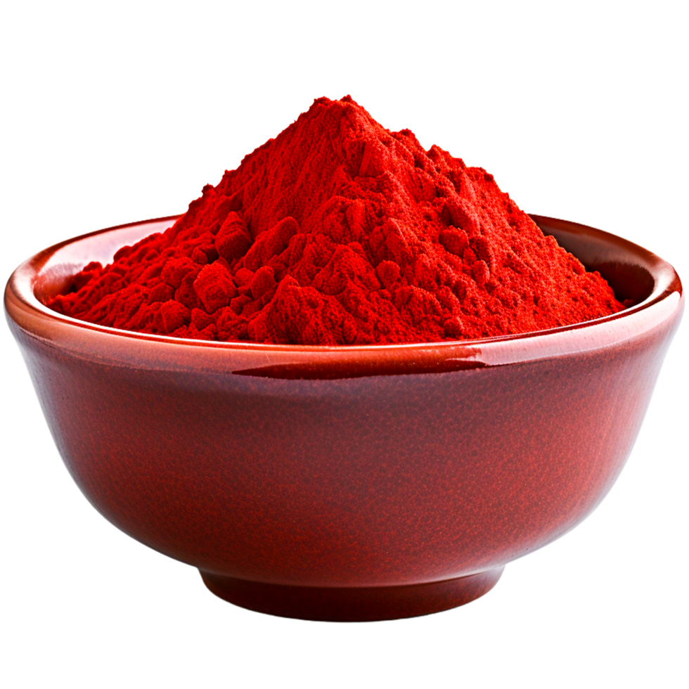 AI generated Chilly powder with red chilly in clay pots png