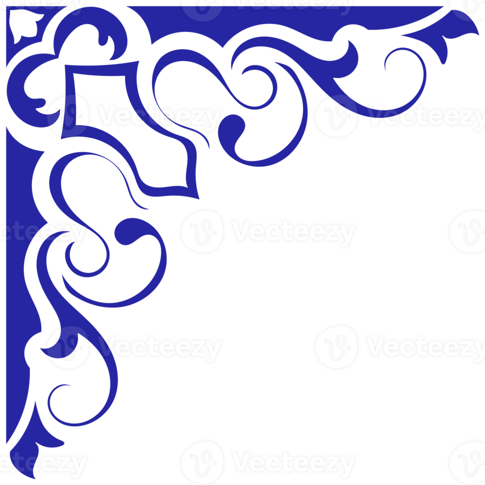 Blue Thai pattern corner for decorating frame envelopes Paper printing png