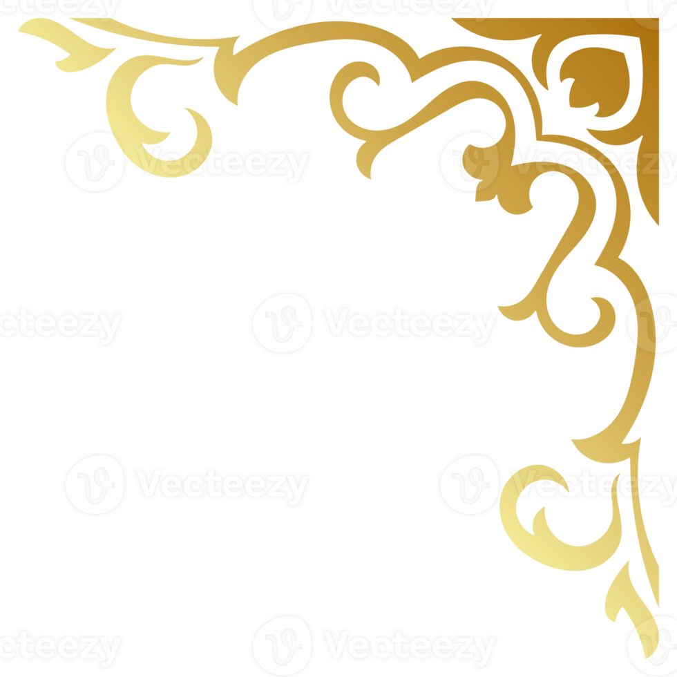 goud wijnoogst barok hoek ornament retro patroon antiek stijl acanthus. decoratief ontwerp element filigraan kalligrafie. u kan gebruik voor bruiloft decoratie van groet kaart en laser snijdend png