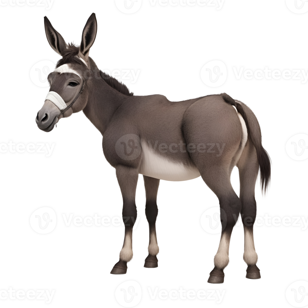 AI generated Donkey standing isolated on transparent background png