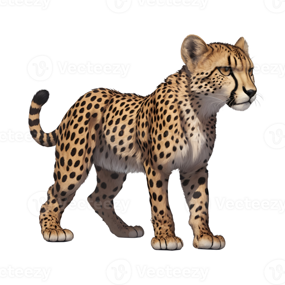 ai generado leopardo en pie aislado en transparente antecedentes png