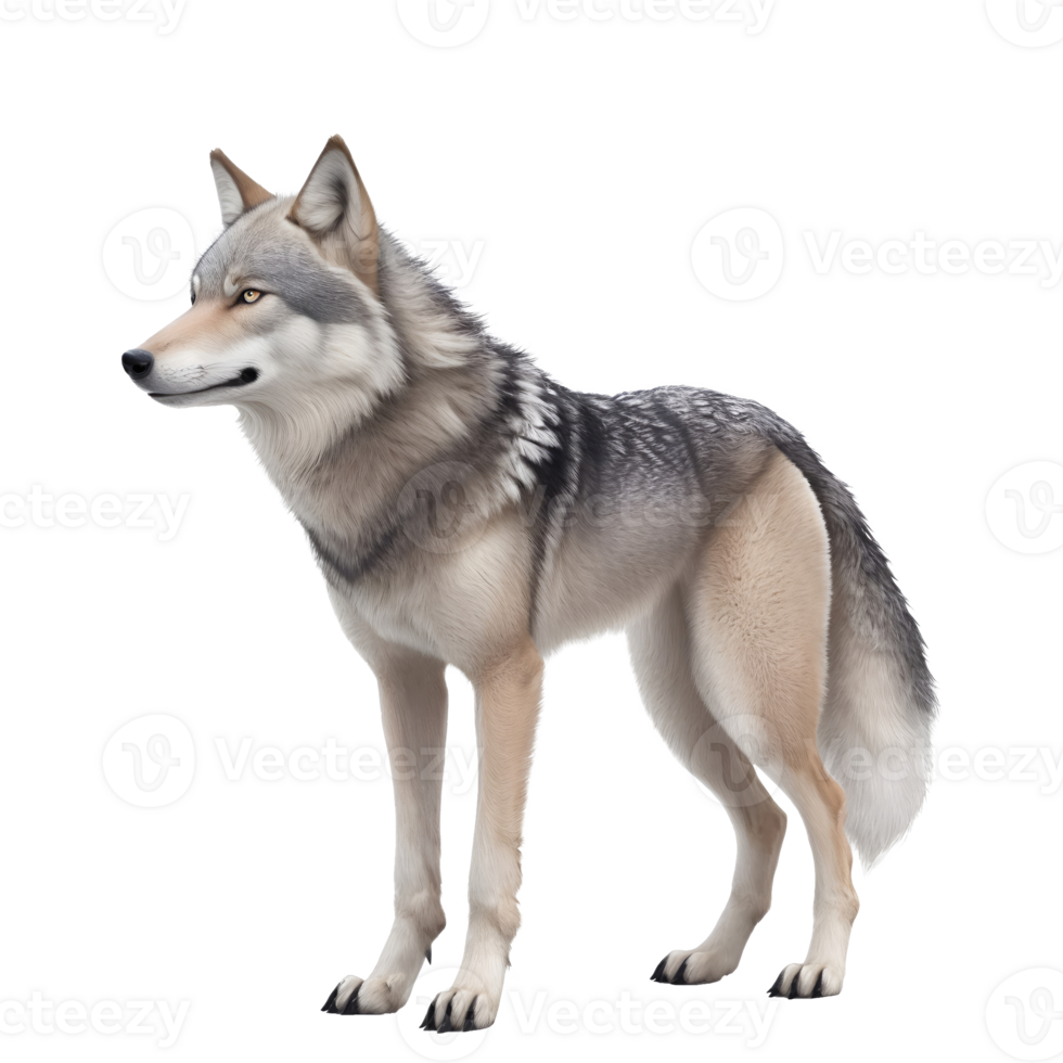 AI generated Wolf standing isolated on transparent background png