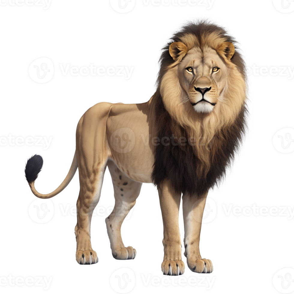 ai généré africain Lion permanent isolé sur transparent Contexte png