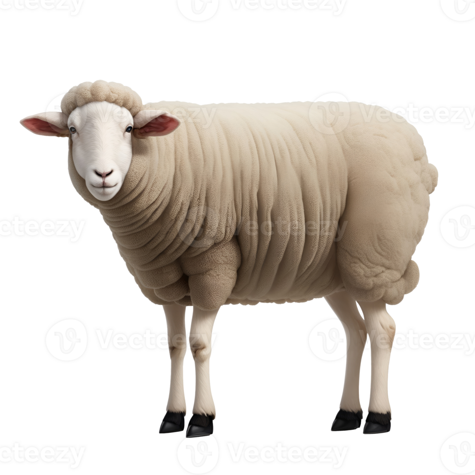 AI generated Happy sheep standing isolated on transparent background png