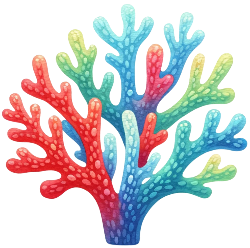 AI generated Colorful sea coral watercolor illustration AI Generative png