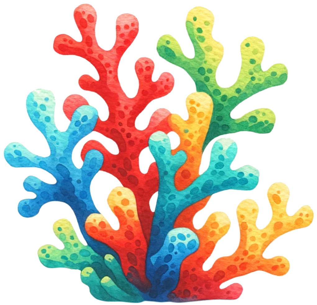 AI generated Colorful sea coral watercolor illustration AI Generative png