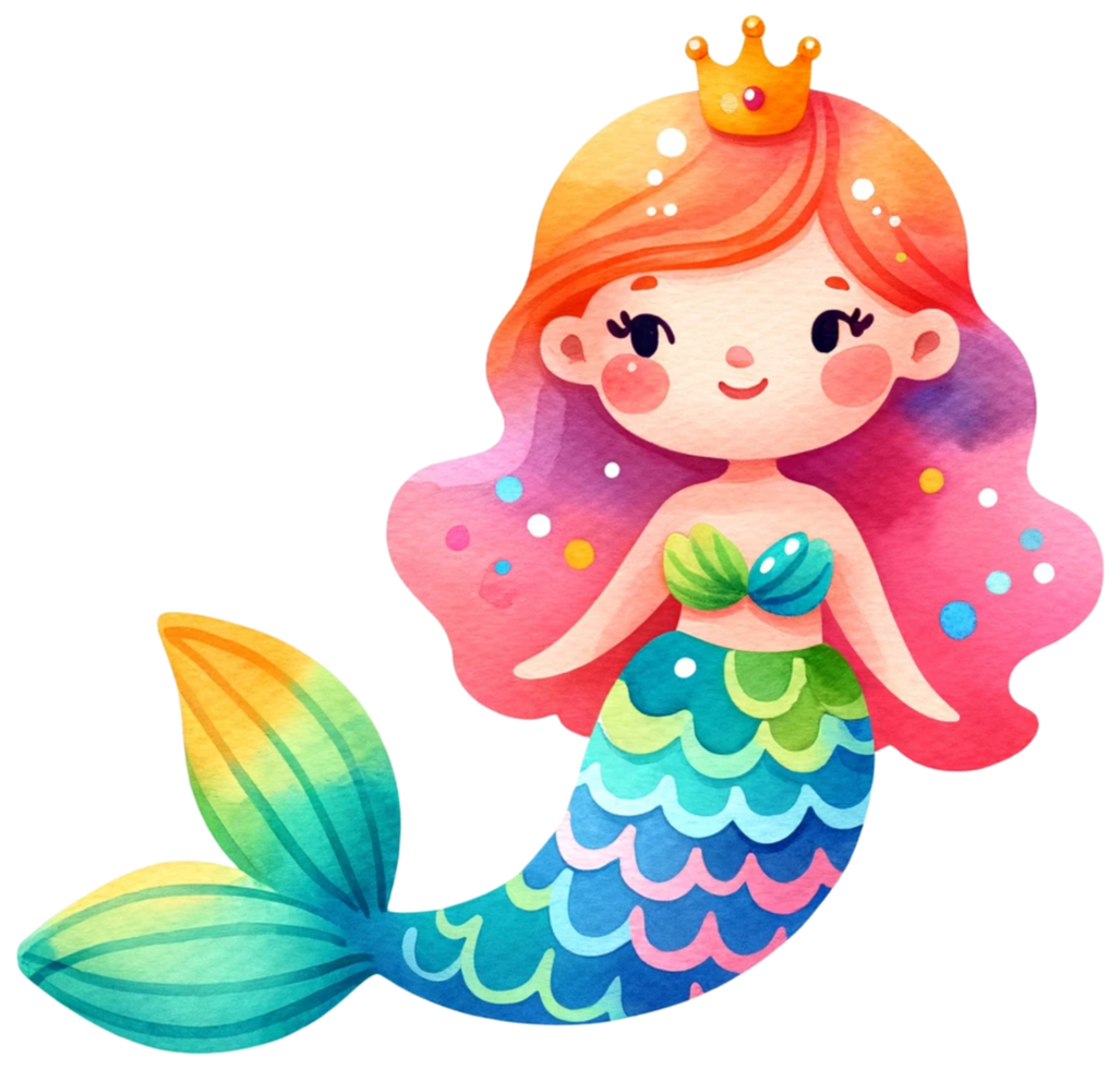 AI generated Watercolor mermaid fantasy Colorful character illustration AI Generative png