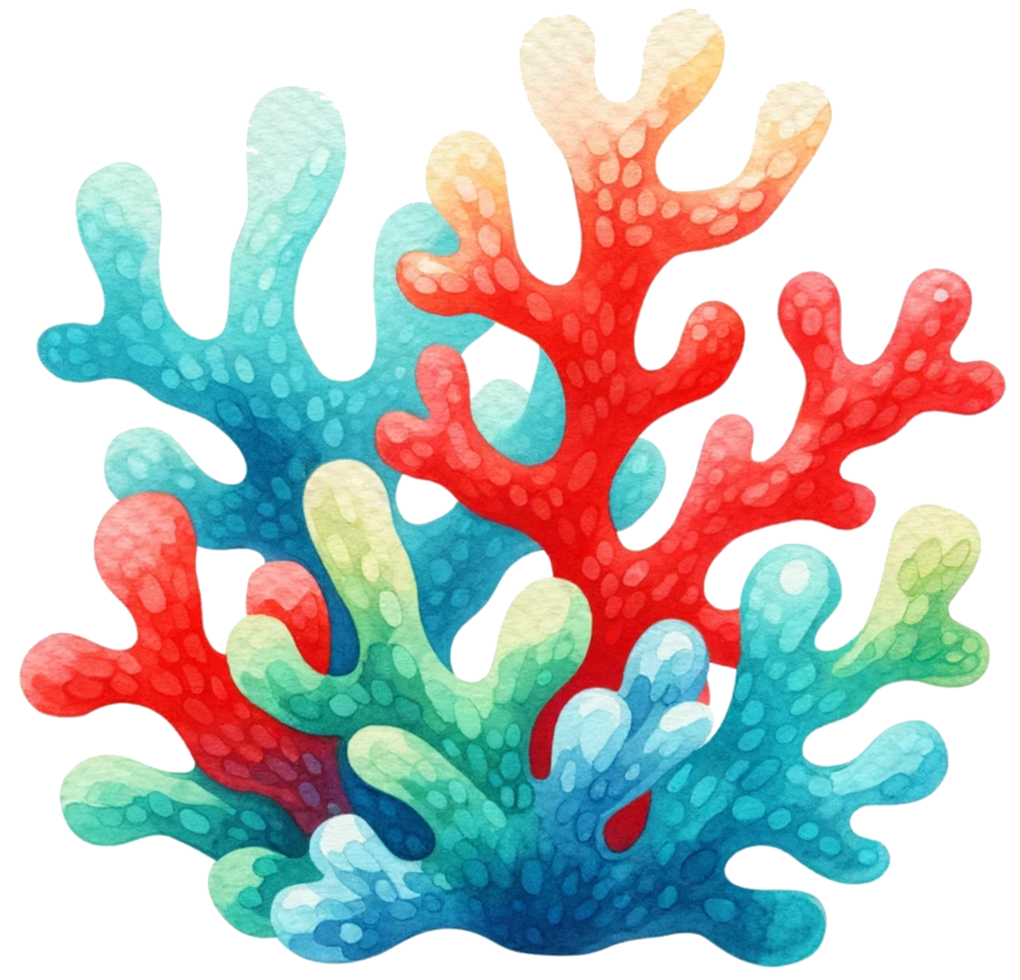 AI generated Colorful sea coral watercolor illustration AI Generative png