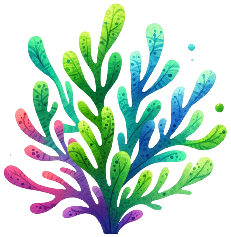 AI generated Colorful seaweed ocean flora watercolor illustration AI Generative png