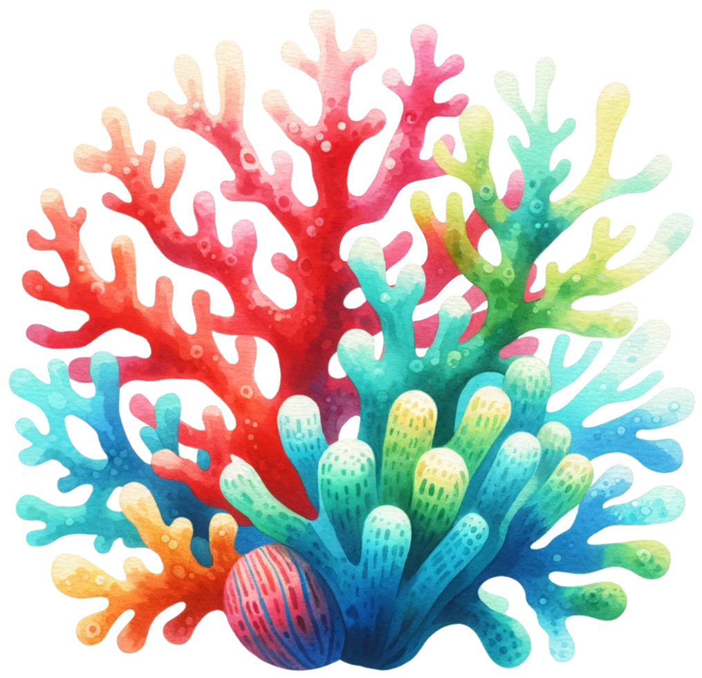 AI generated Colorful sea coral watercolor illustration AI Generative png