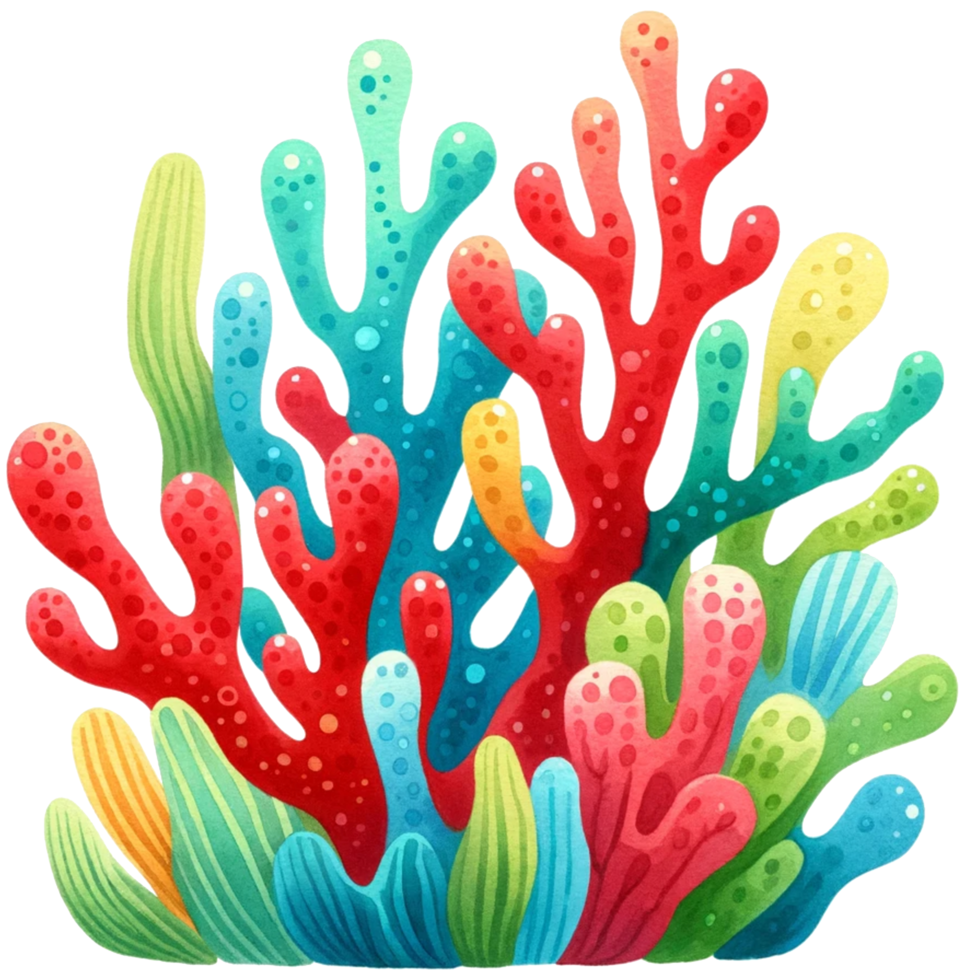 AI generated Colorful sea coral watercolor illustration AI Generative png