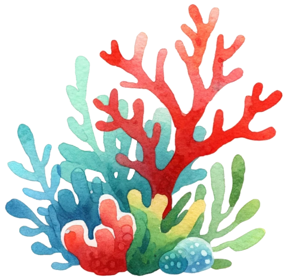 ai gegenereerd kleurrijk zee koraal waterverf illustratie ai generatief png
