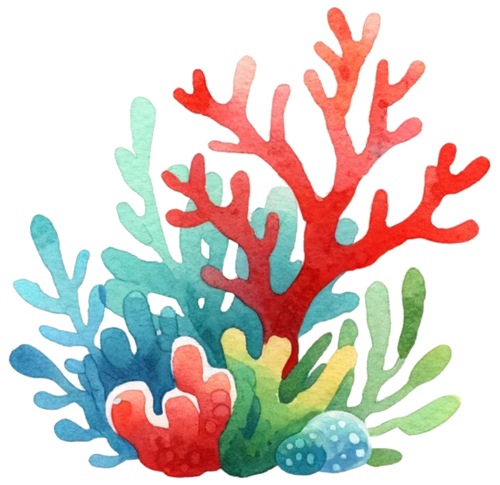 AI generated Colorful sea coral watercolor illustration AI Generative png