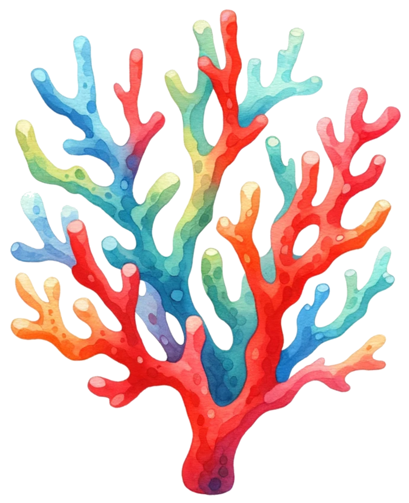 AI generated Colorful sea coral watercolor illustration AI Generative png