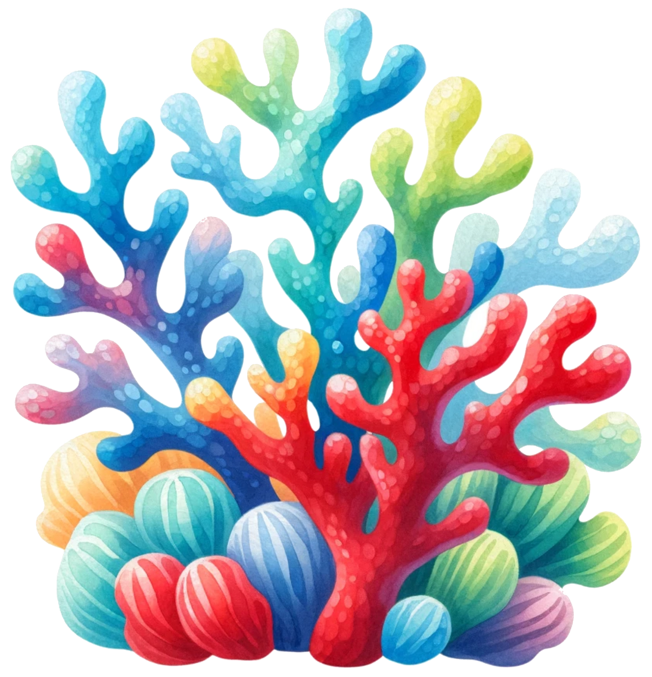 AI generated Colorful sea coral watercolor illustration AI Generative png