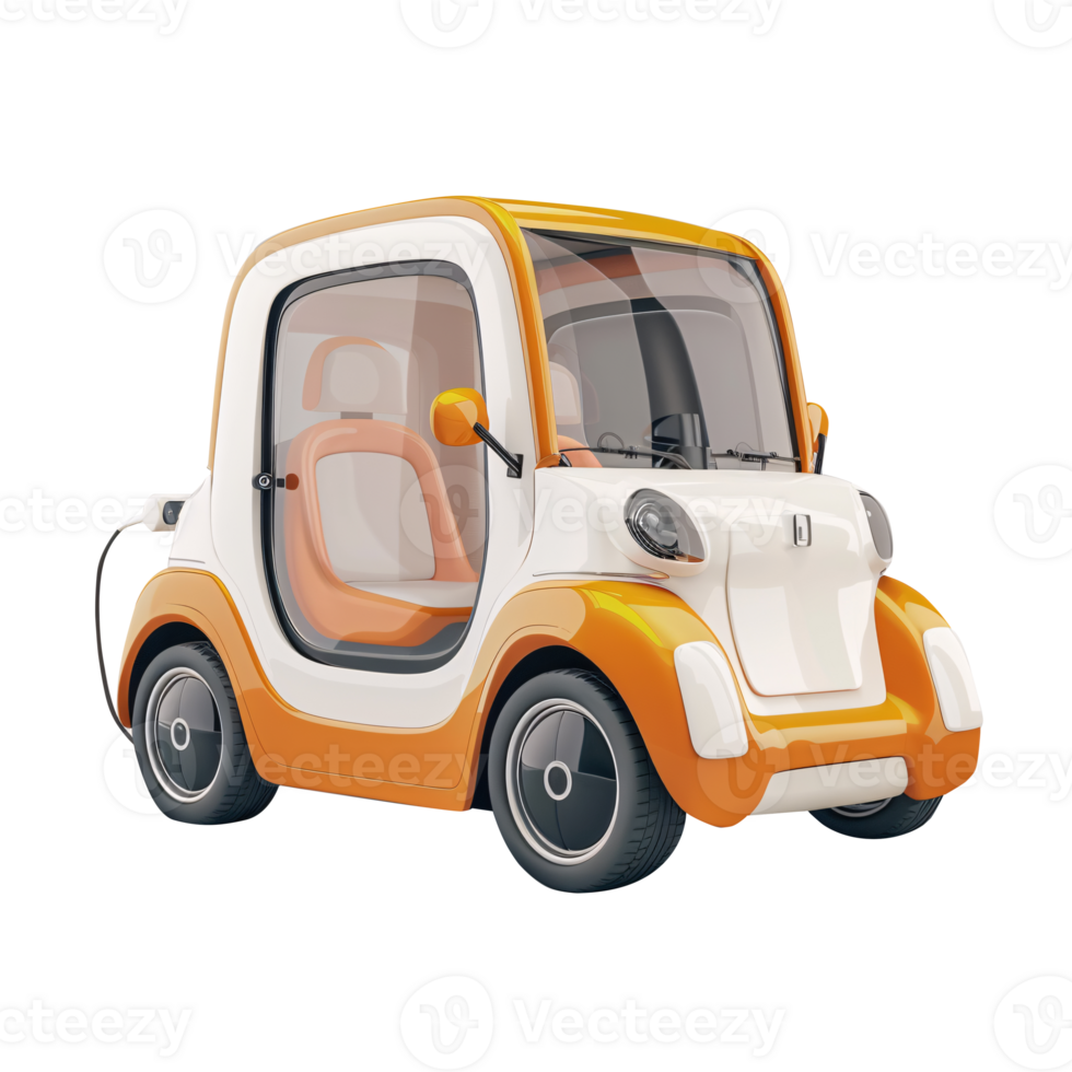 AI generated cute 3d render EV Electric Vehicle car isolated die cut png