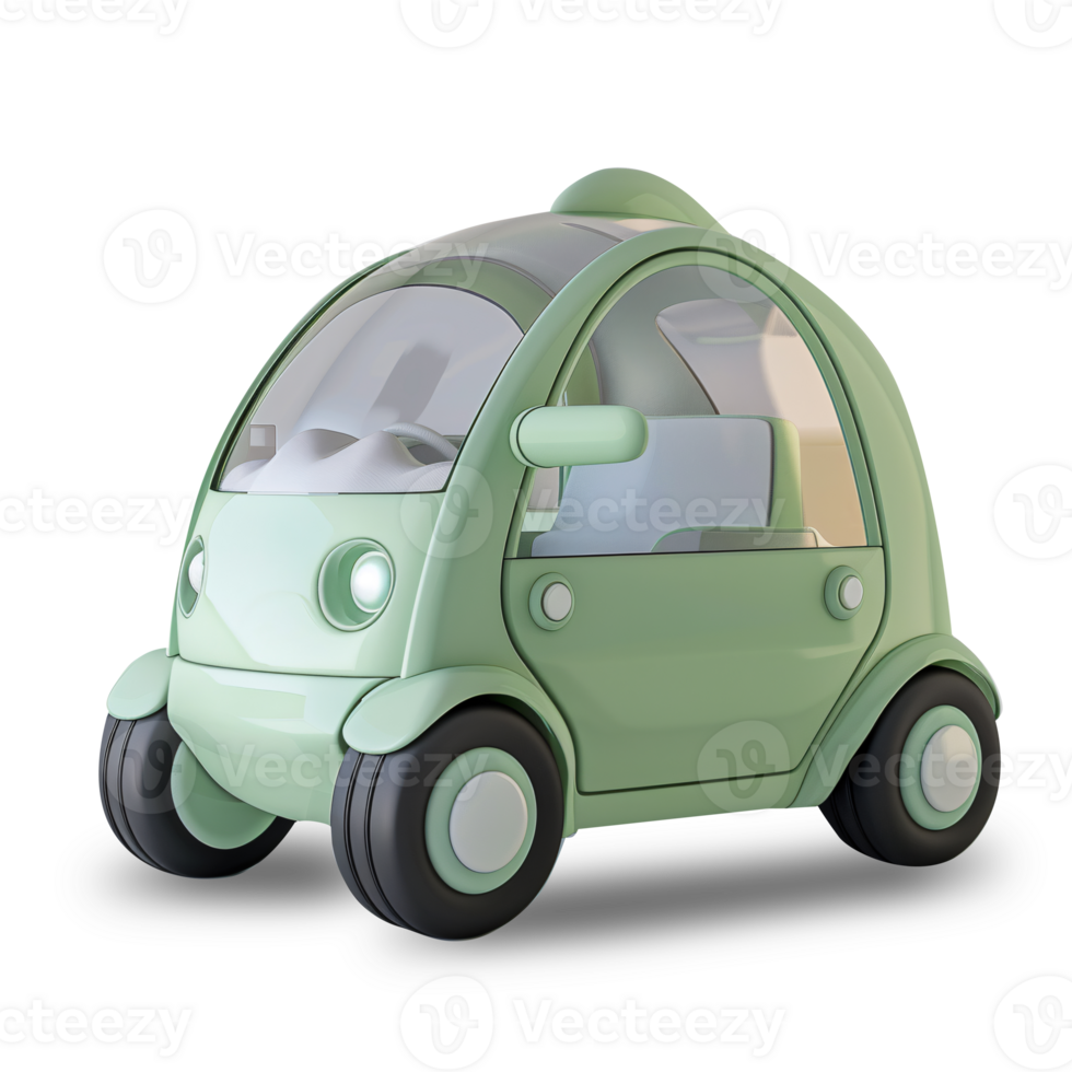 AI generated cute 3d render EV Electric Vehicle car isolated die cut png