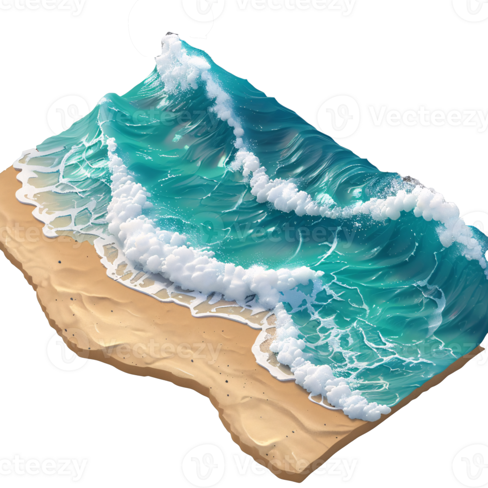 AI generated isometric Tropical Paradise with Palm Trees, and Beach Illustration png