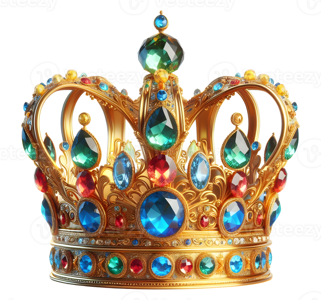 AI generated Gorgeous jeweled king crown png queen crown png royal coronation crown png diamond crown png jeweled crown png king crown transparent background