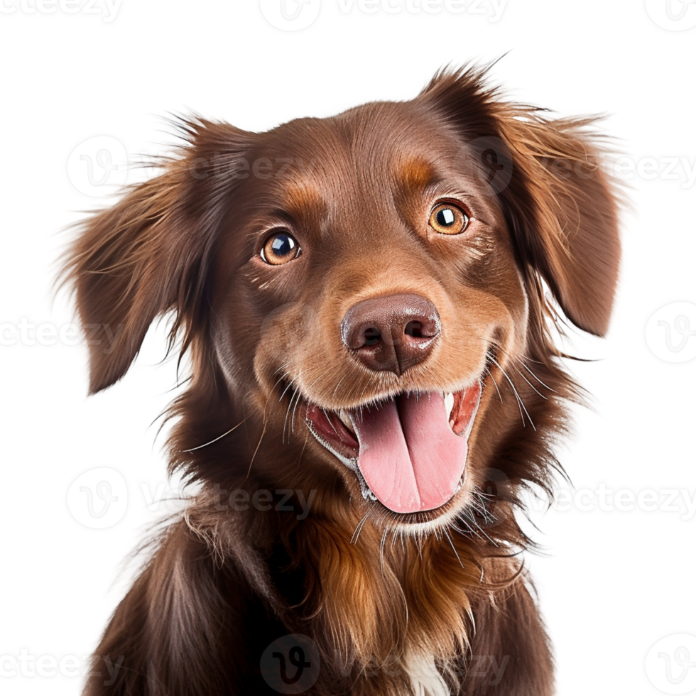 AI generated Very happy smiling dog portrait isolated on transparent background, created with generative AI png
