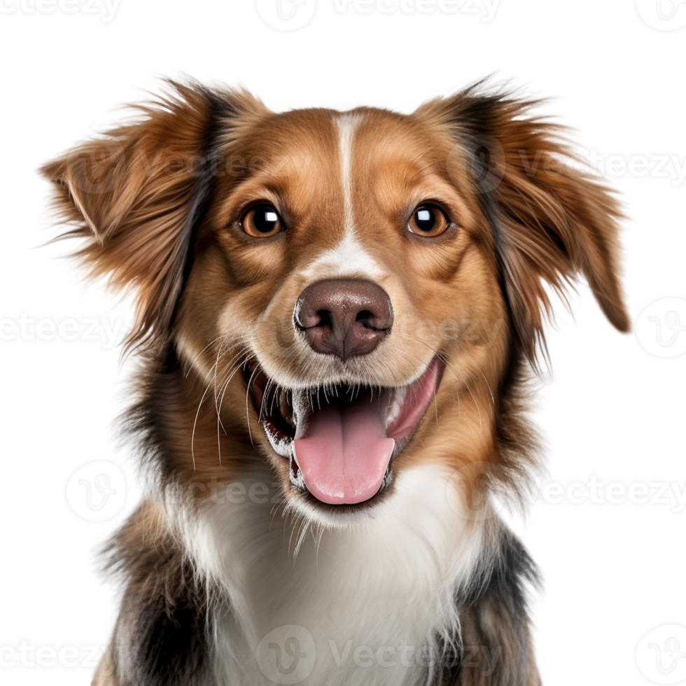 AI generated Very happy smiling dog portrait isolated on transparent background, created with generative AI png