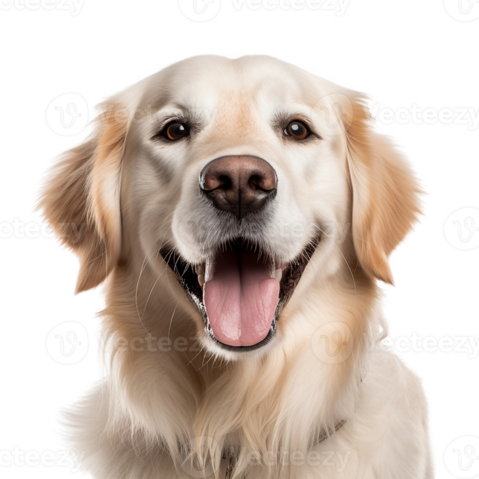 AI generated Very happy smiling dog portrait isolated on transparent background, created with generative AI png