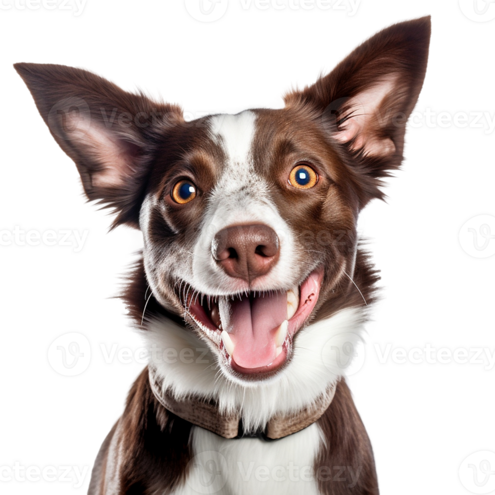 AI generated Very happy smiling dog portrait isolated on transparent background, created with generative AI png