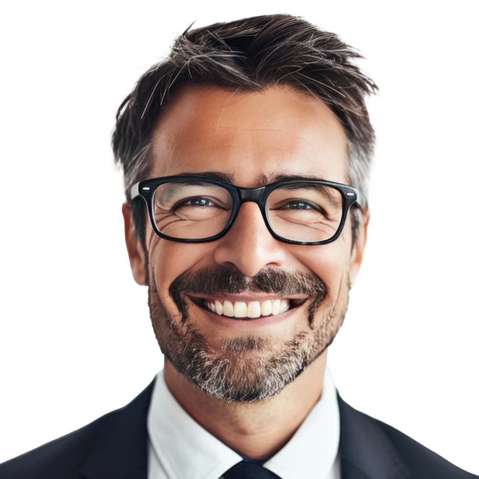 AI generated business man with glasses smiling png