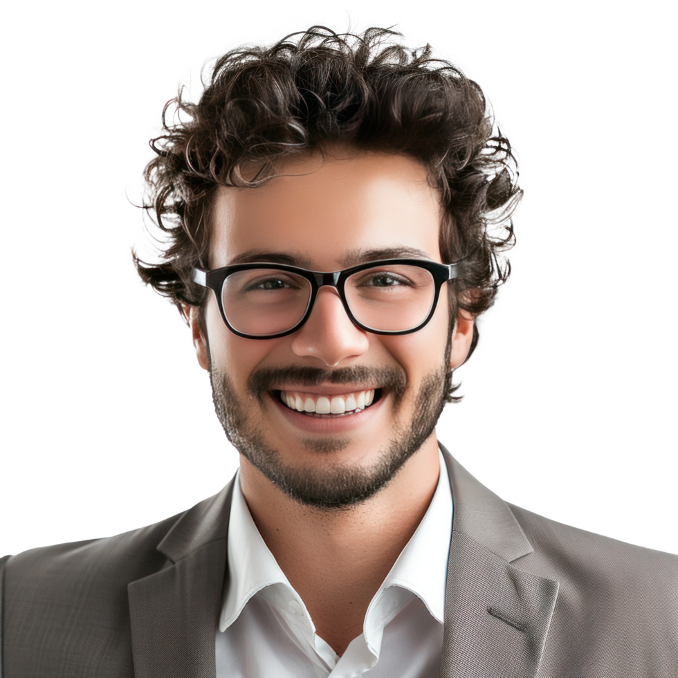 AI generated business man with glasses smiling png
