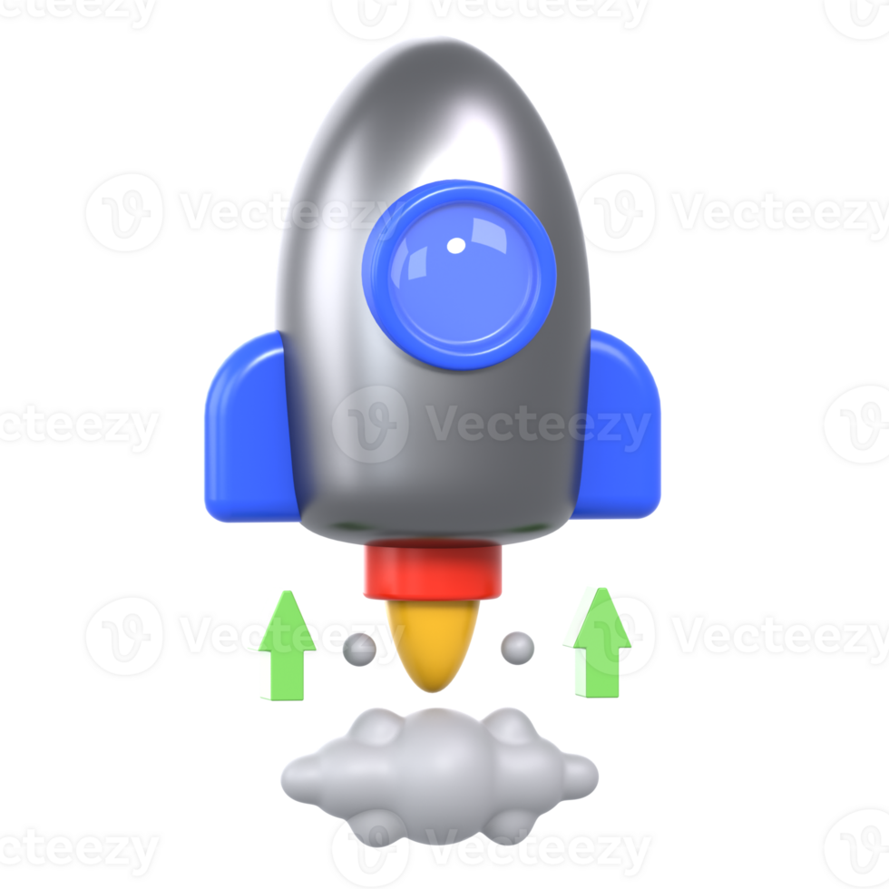 3D Illustration Business performance boost rocket png