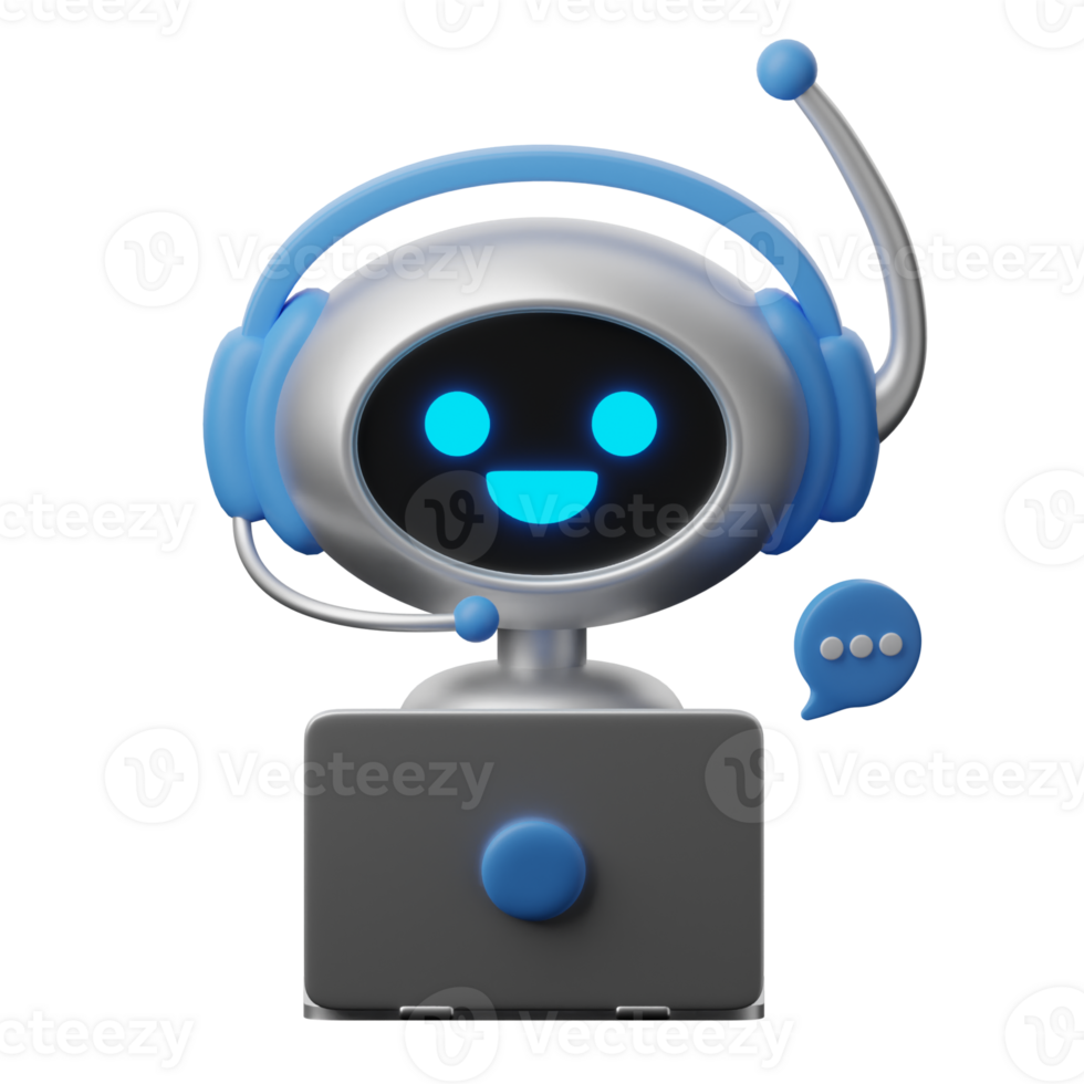 3D Illustration Robot Technology chatbot png