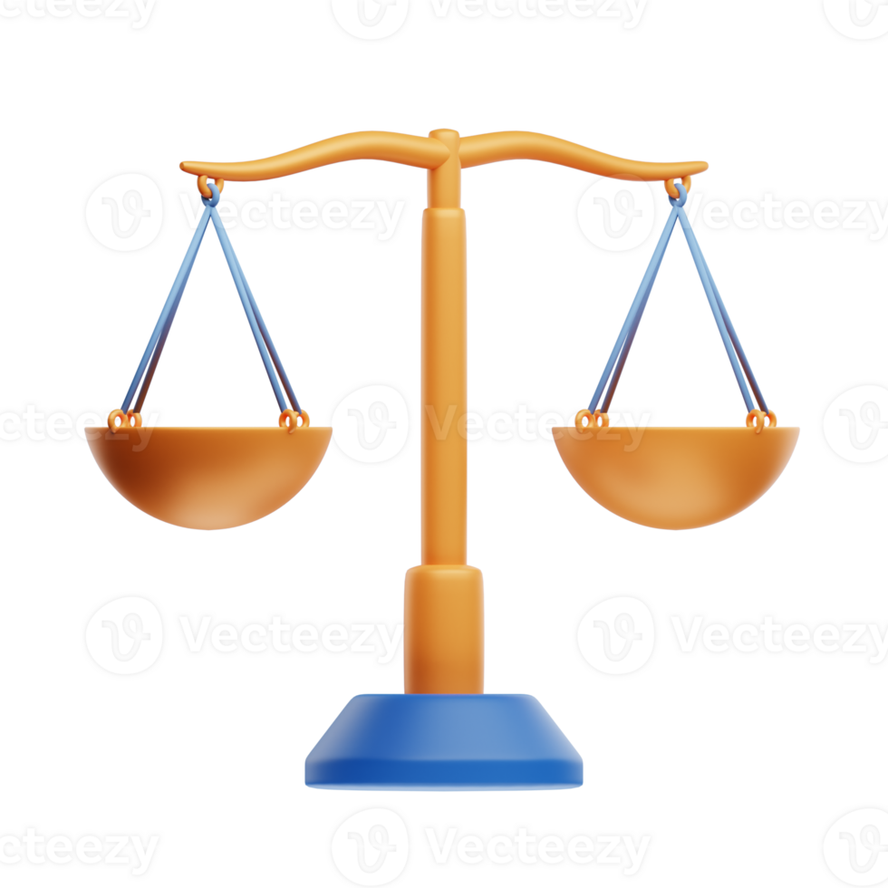 3d illustrazione legge bilancia di giustizia png