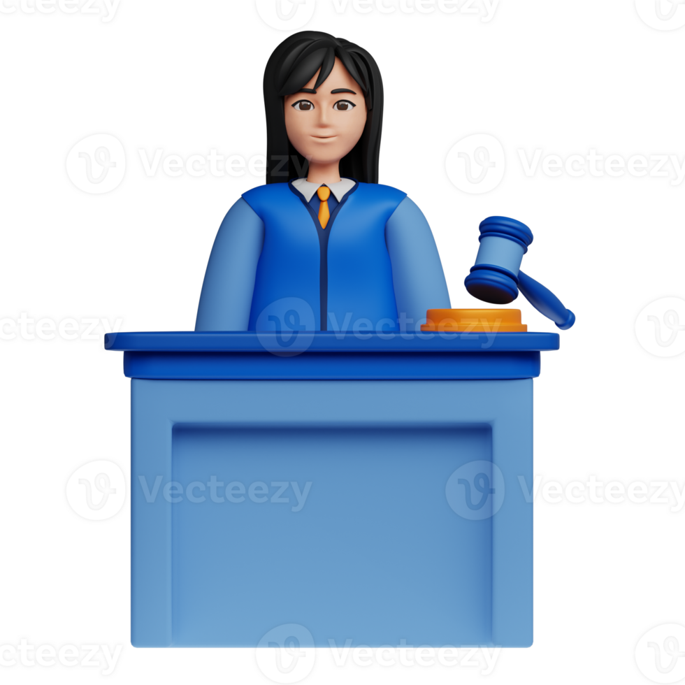 3D Illustration Law judge female png