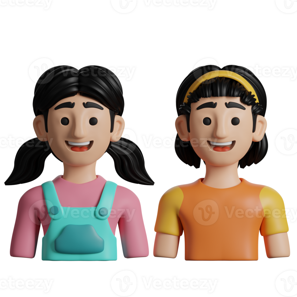 3D Illustration Family two sisters png
