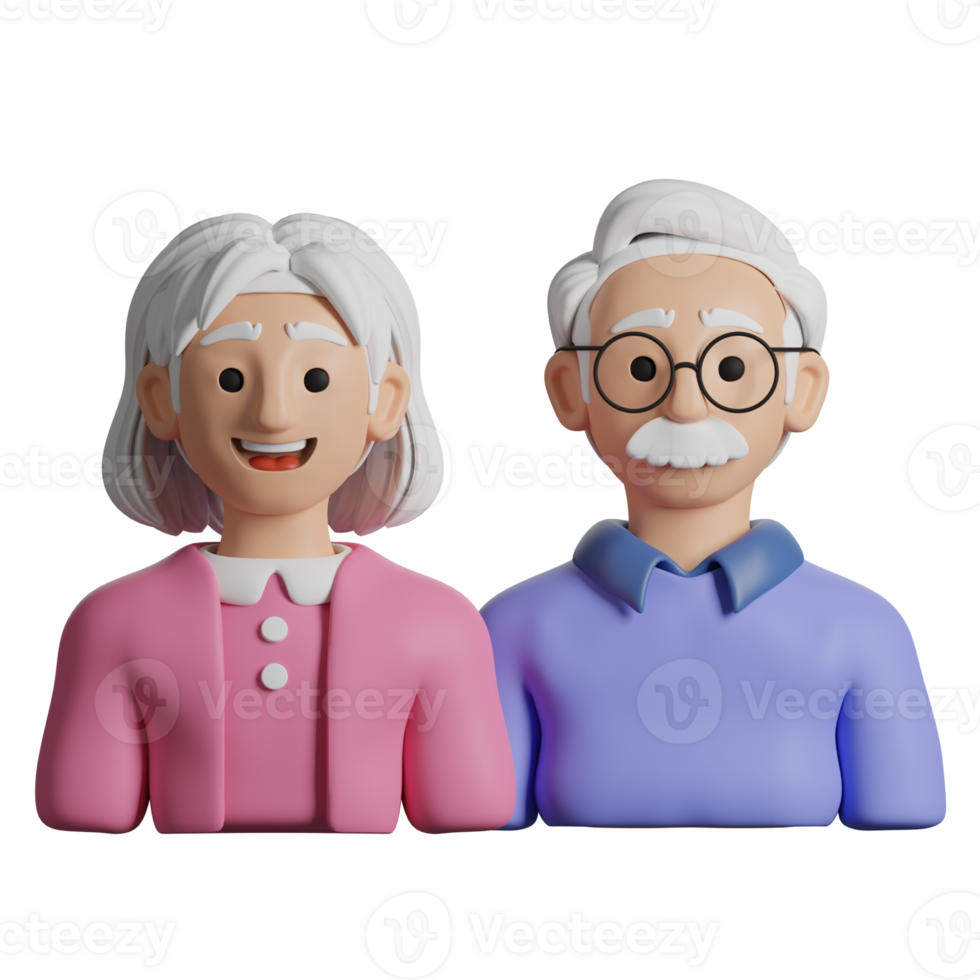 3D Illustration Family grandparents png