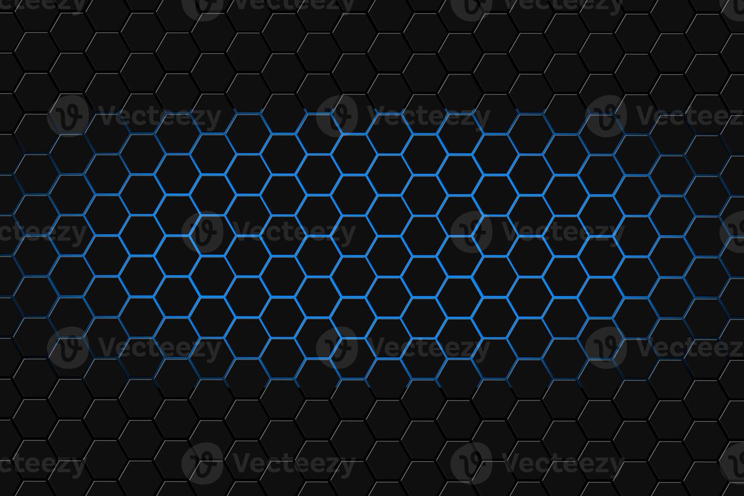 Abstract 3d rendering of futuristic surface with hexagons. Blue sci-fi background. photo