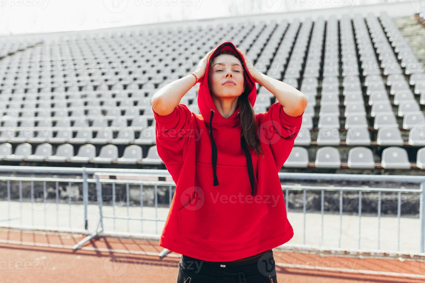 Portrait of a beautiful Caucasian girl athlete photo