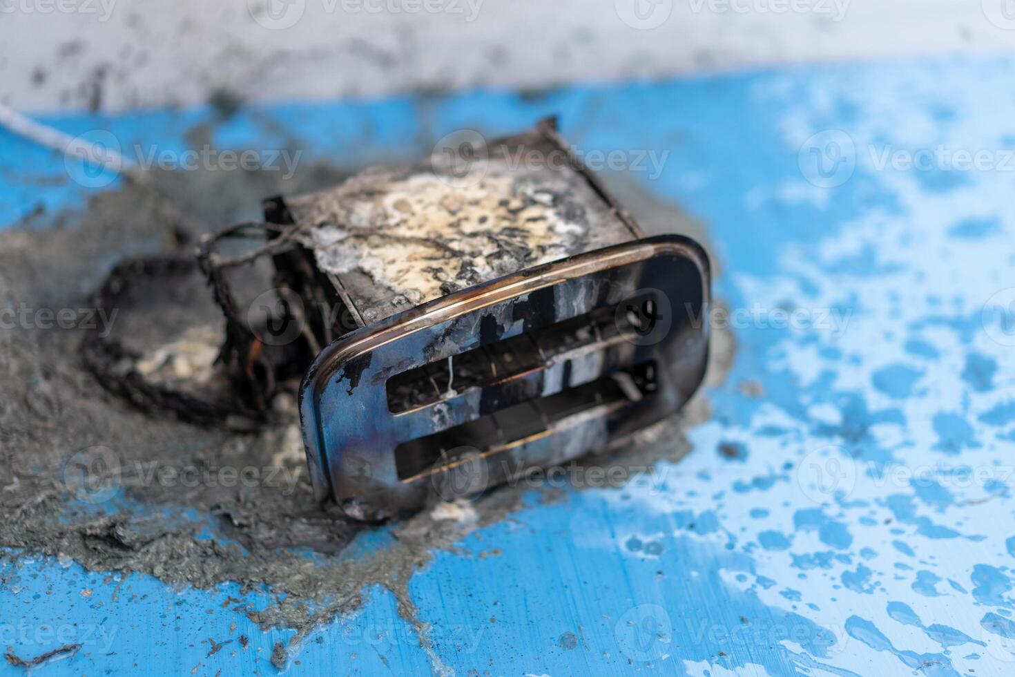 Toaster after fire. Household electrical appliance fire hazard 41469773 Stock Photo at Vecteezy