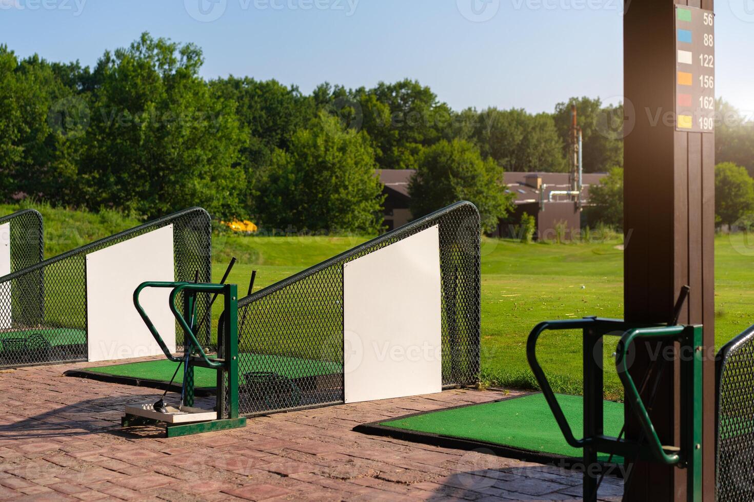 Empty Golf driving range summers sunny day photo