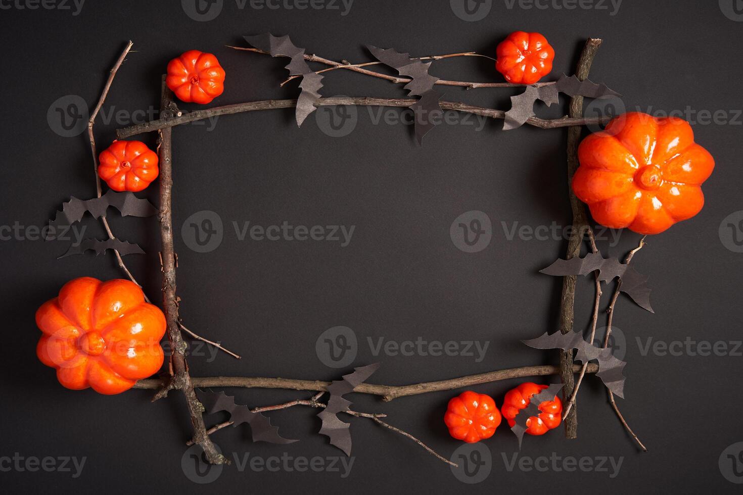 Víspera de Todos los Santos fondo, naranja decorativo el plastico calabaza negro papel murciélago negro cartulina acción de gracias saludo tarjeta foto