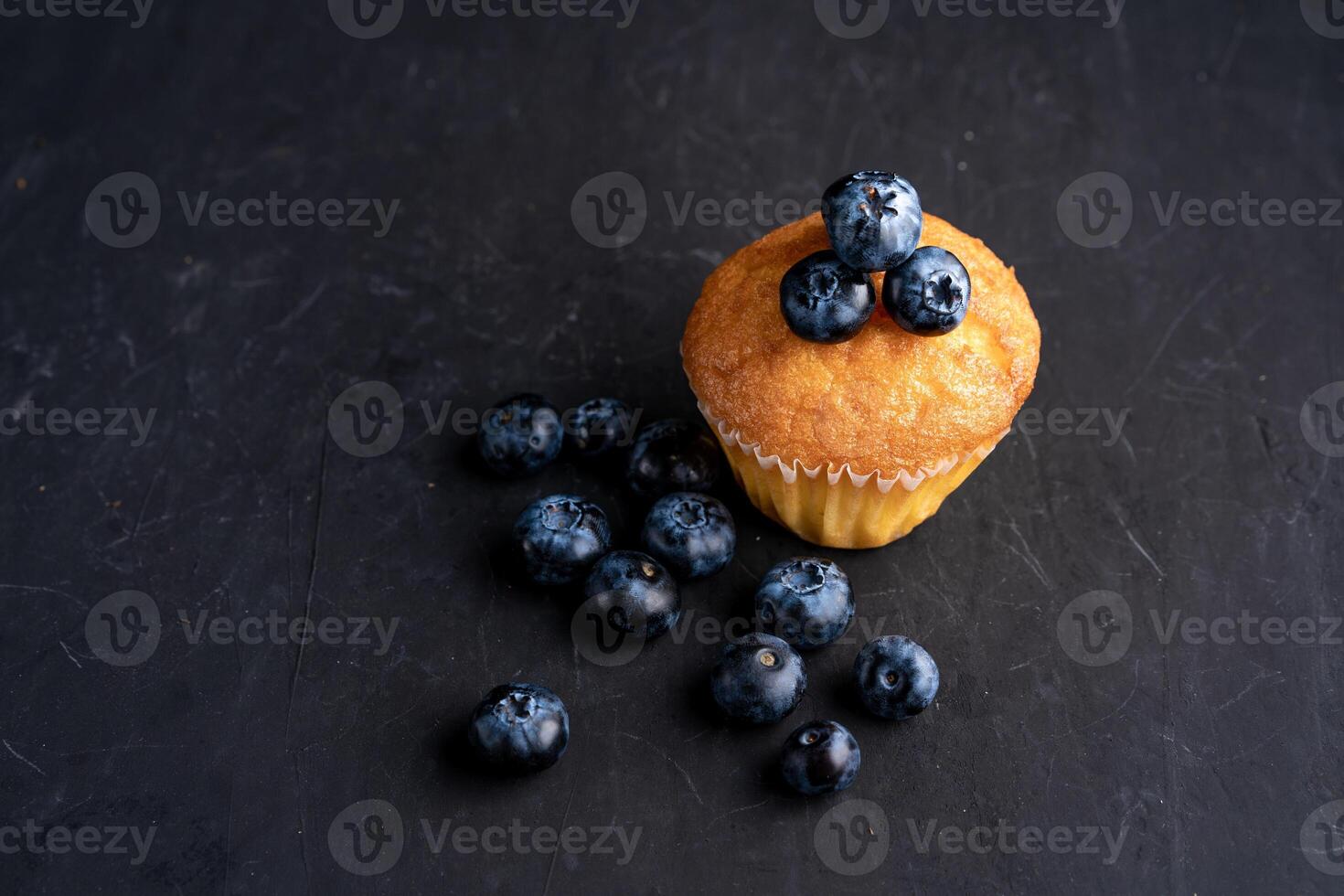 Blueberry antioxidant organic superfood and sweet muffin photo